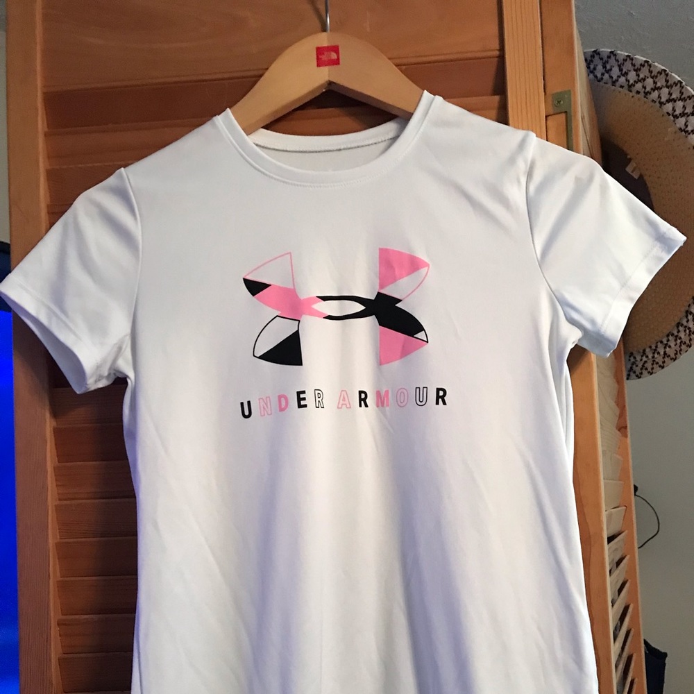Youth Large White Under Armour Tee